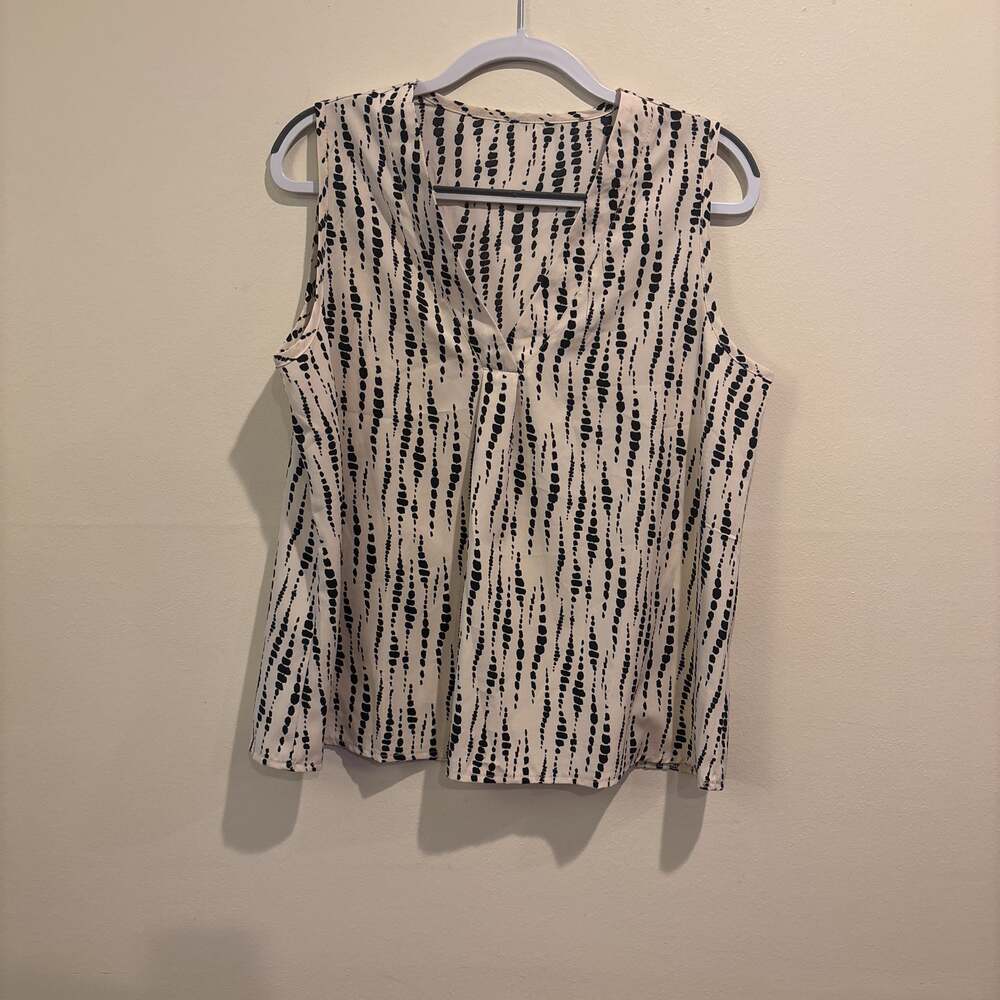 women's sleeveless geometric print tank top black beige -